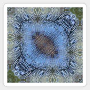 SQUARE DESİGN OF SHADES OF SKY BLUE 2. A textured floral fantasy pattern and design Sticker